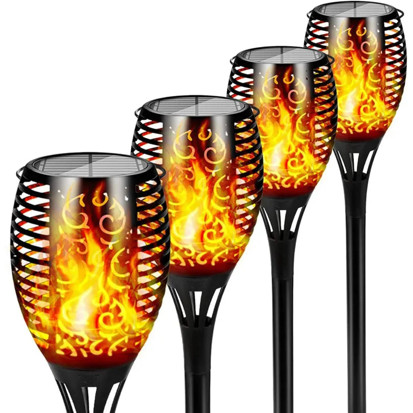 LED Solar Flame Torch Light