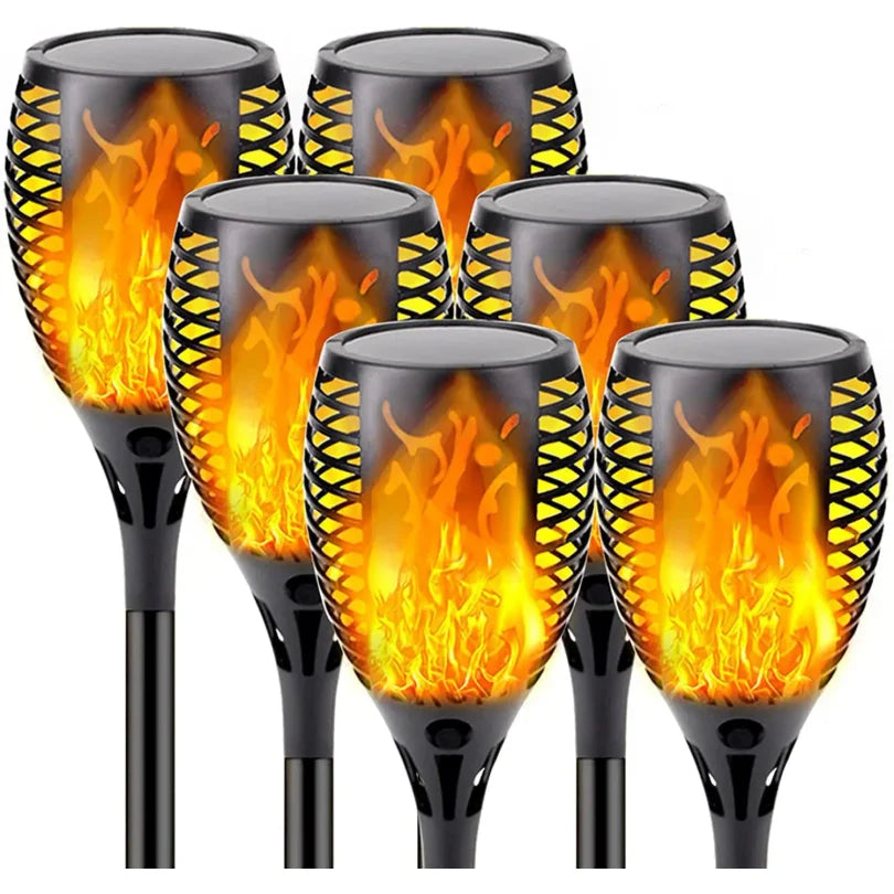 LED Solar Flame Torch Light