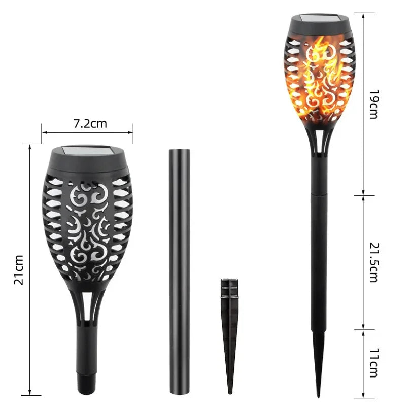LED Solar Flame Torch Light