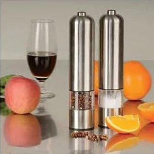 You and Me Salt or Pepper Mills With Electric Dispenser In Stainless